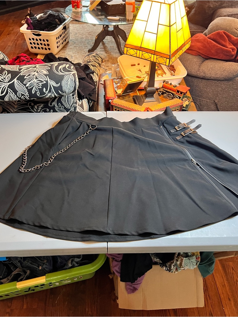 torrid Black Mini Skirt with Buckles and Chain Trim